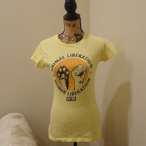 Animal Liberation, Human Liberation Yellow PETA Activist Short Sleeve T-Shirt